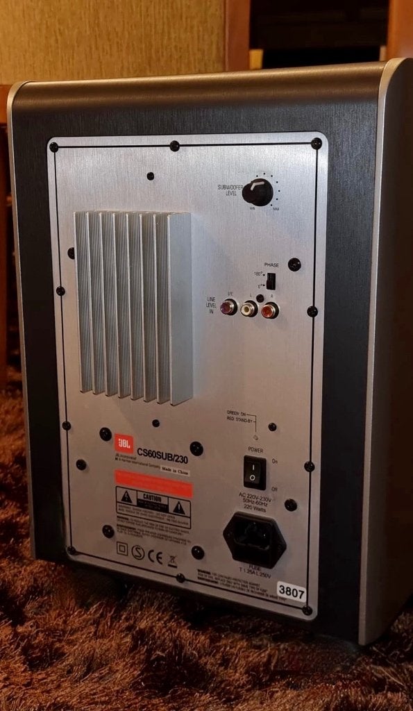 topklasse JBL Actieve Subwoofer CS60SUB, Zo goed als nieuw, Basreflex, Ophalen, 150 watt of meer