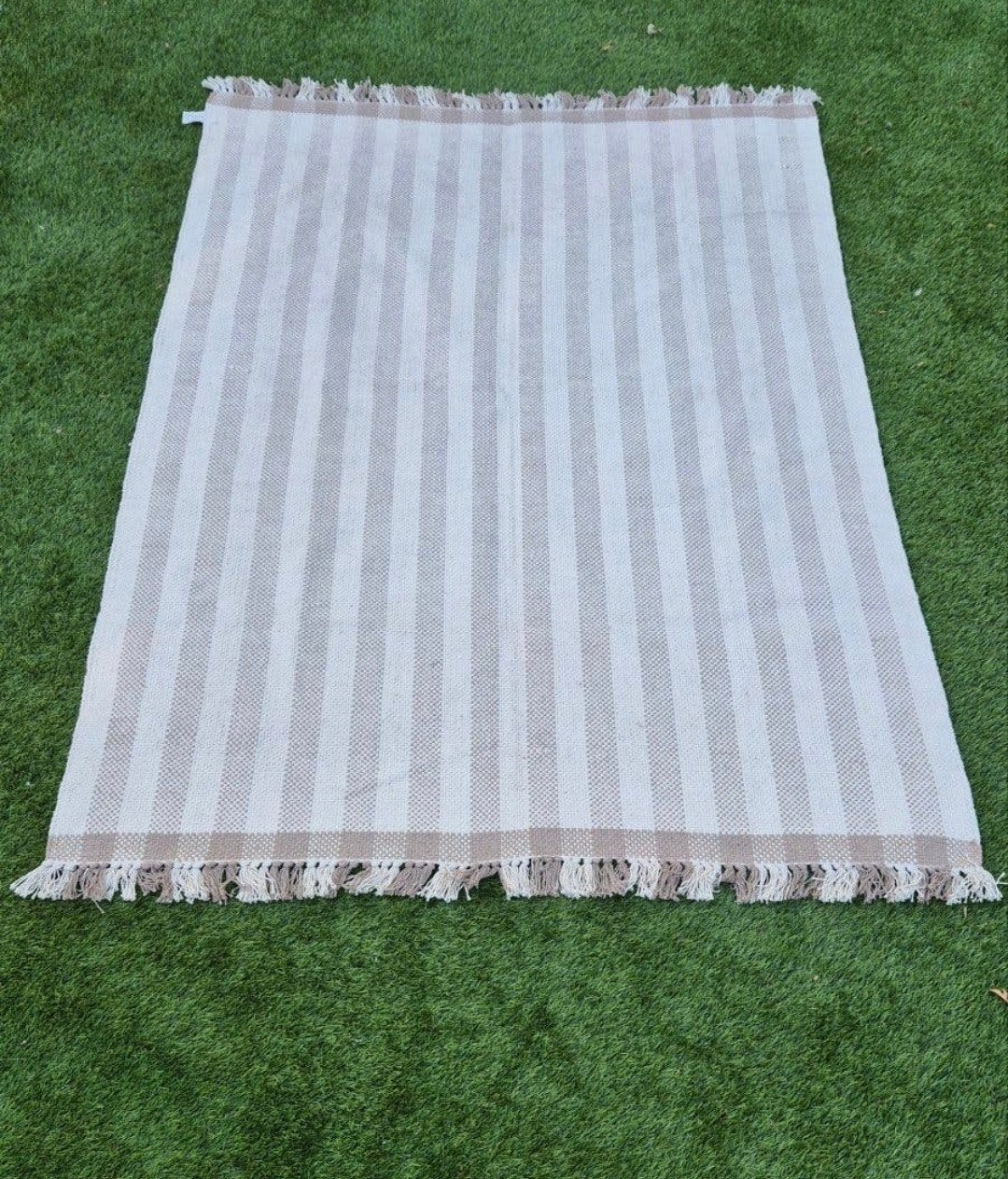Nieuw Sostrene Grene Kleed - Beige gestreepte katoenen vloe, Ophalen, 100 tot 150 cm, Beige, 50 tot 100 cm