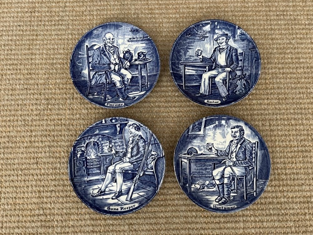 Enoch Wedgwood | Tunstall | 4 oude bordjes met beroepen, Ophalen of Verzenden