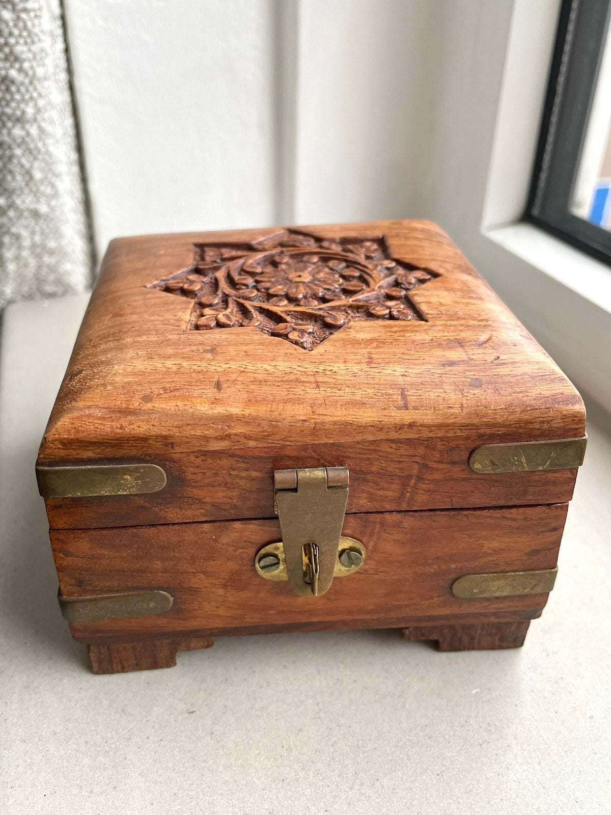 Vintage houten doosje mandala, Verzenden, Zo goed als nieuw