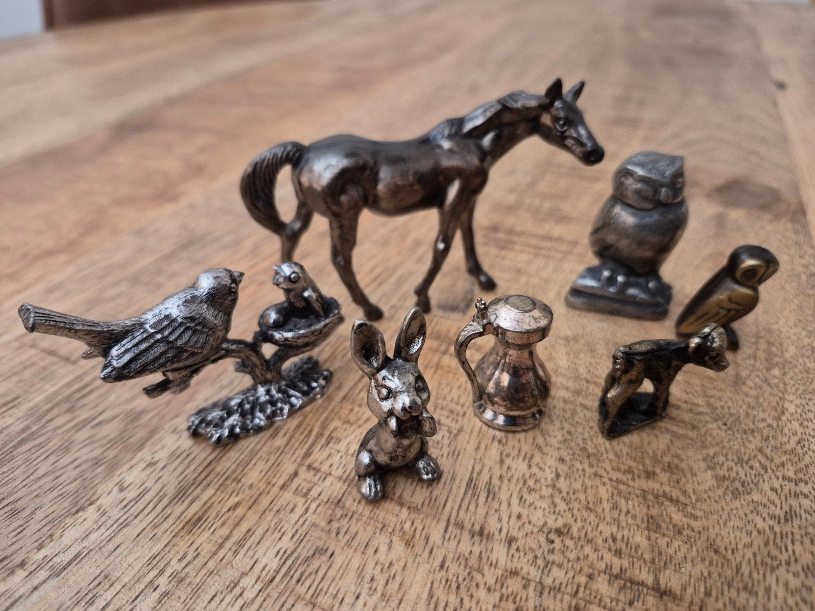 Verzilverde miniatuur beeldjes - Dieren en meer, Ophalen of Verzenden, Zo goed als nieuw
