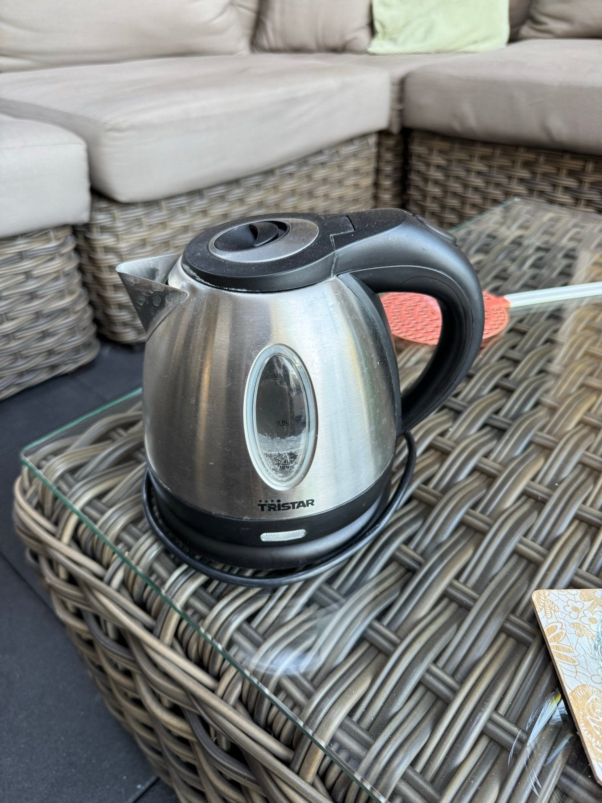 Tristar waterkoker RVS - 1.7L - 700-900W, Witgoed en Apparatuur, Waterkokers, 1 tot 2 liter, Ophalen of Verzenden, Gebruikt, Draadloos