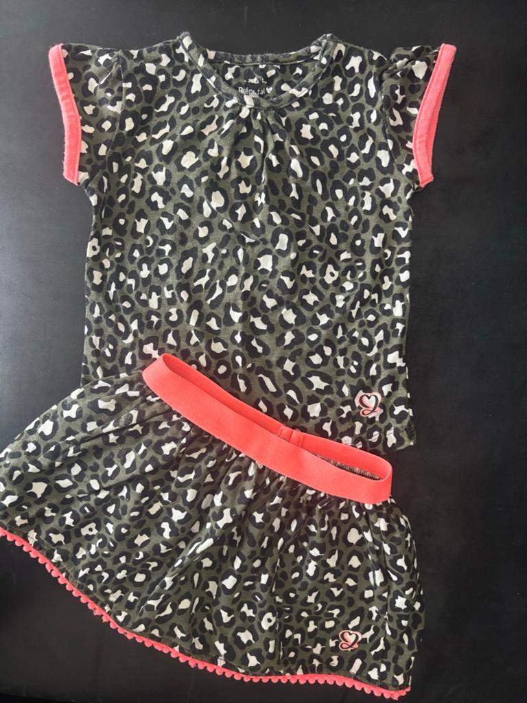 Prenatal setje maat 68, luipaardprint, heel netjes, Kinderen en Baby's, Babykleding | Maat 68, Ophalen of Verzenden, Zo goed als nieuw