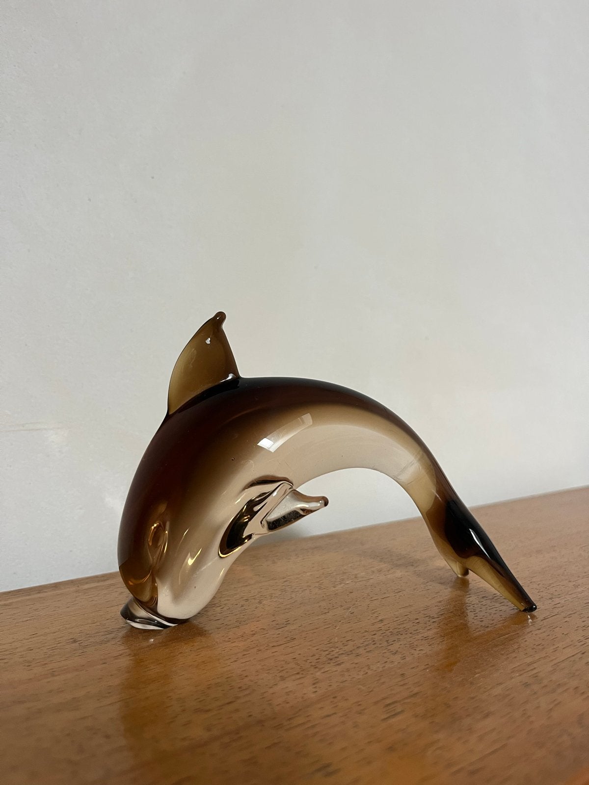 Vintage Murano Glazen Dolfijn - Bruin Getint, Antiek en Kunst, Ophalen of Verzenden