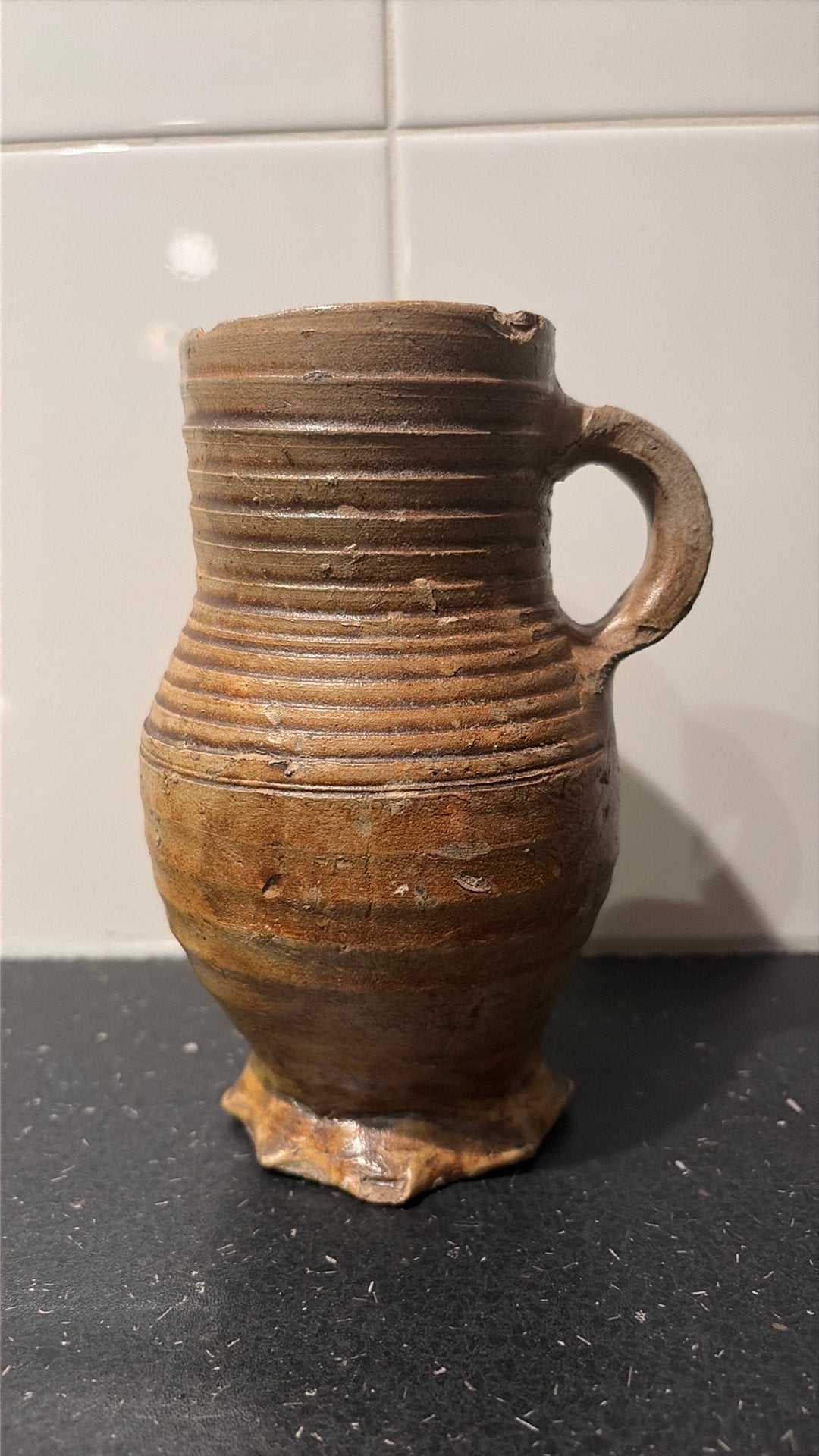 Antieke Middeleeuwse Langerwehe Kruik / Beker (15e Eeuw), Antiek en Kunst, Ophalen