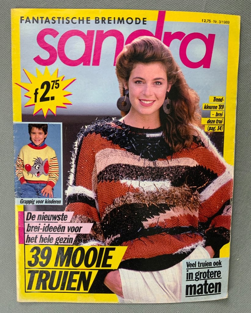 Vintage 80s Breiblad Sandra nr. 3 1989 - 39 patronen, Ophalen of Verzenden, Zo goed als nieuw, Breien, Patroon of Boek