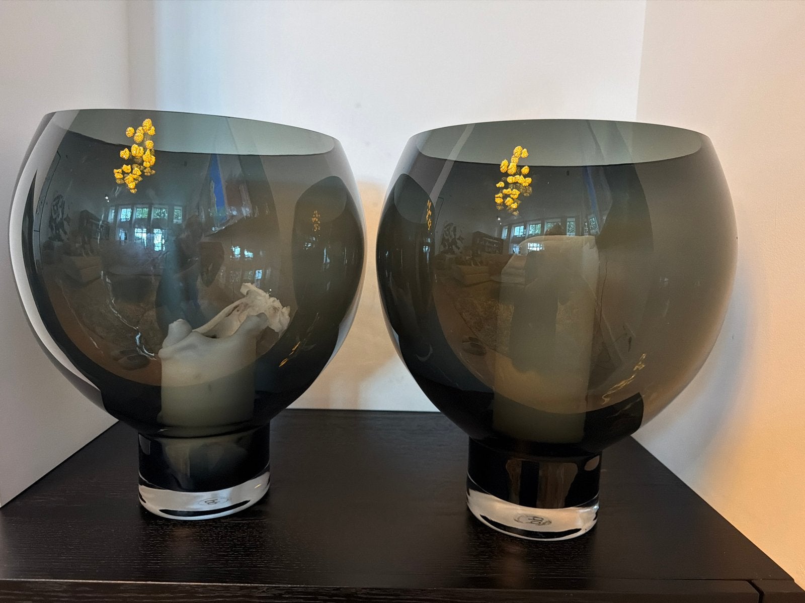 2x Pols Potten Coupeball Vaas - Grijs Glas, 40 cm, Ophalen