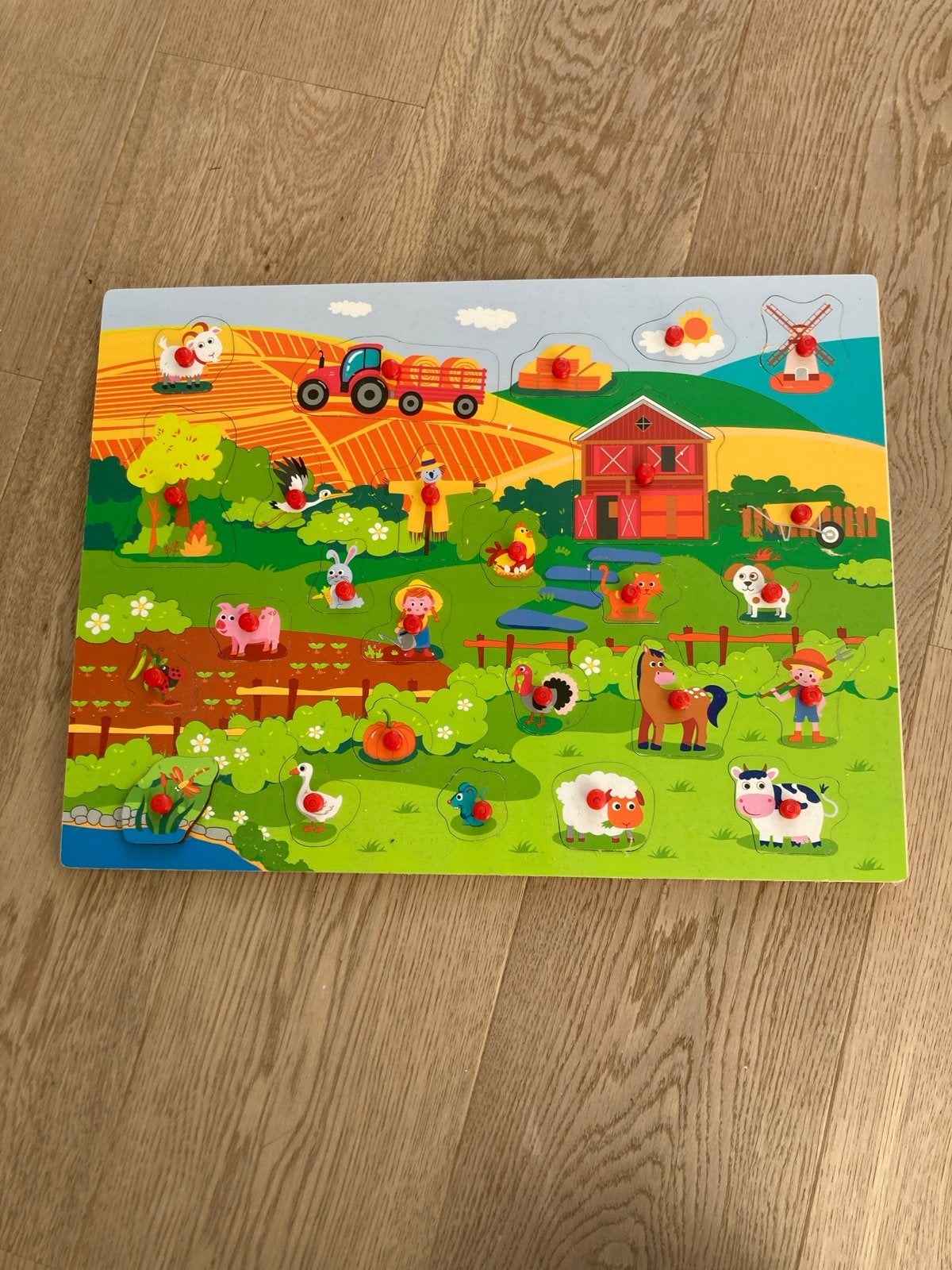 Playtive Houten boerderij puzzel voor kinderen - Playtive, 2 tot 4 jaar, 10 tot 50 stukjes, Ophalen of Verzenden, Zo goed als nieuw