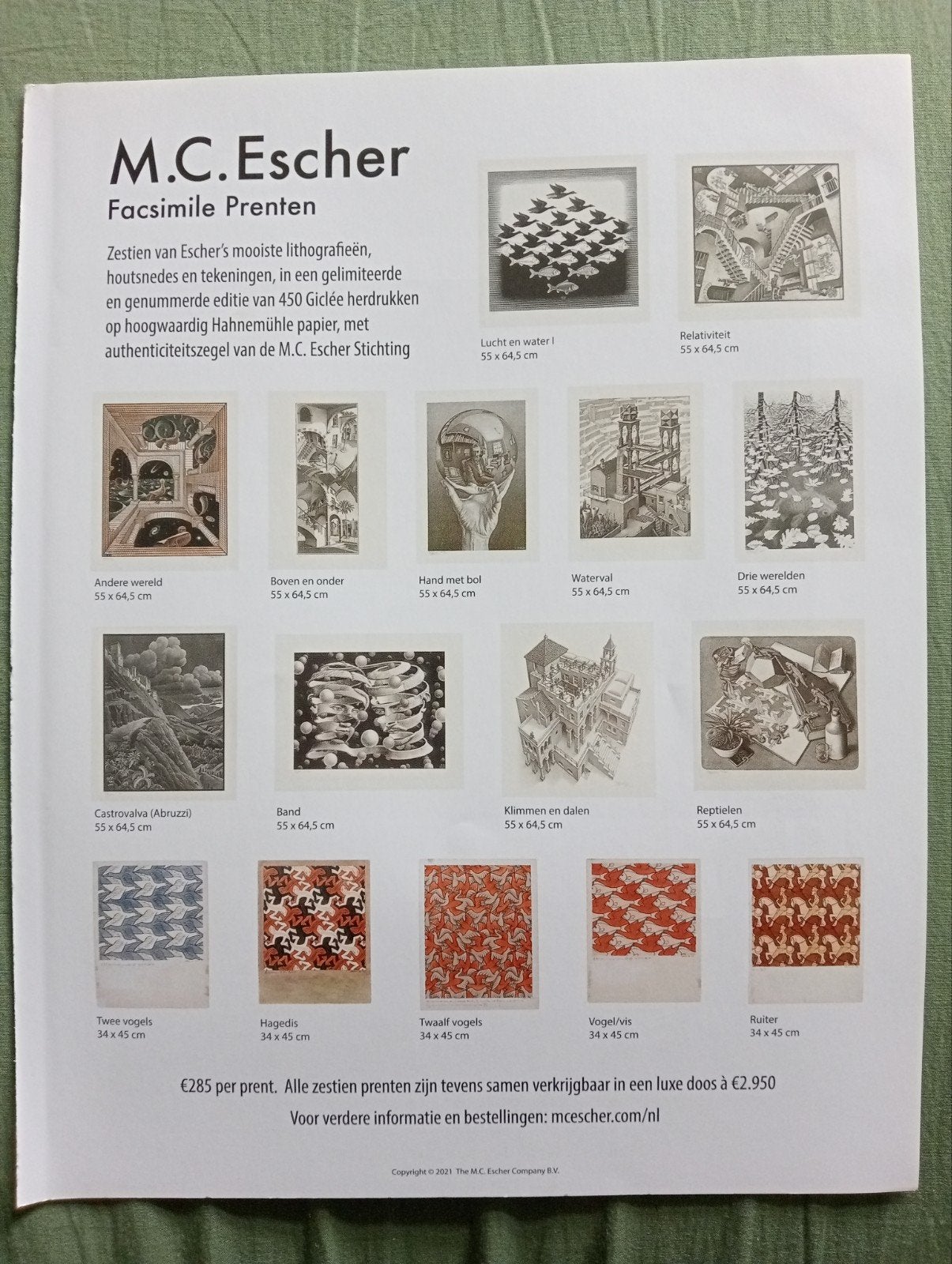 M.C. Escher Facsimile Prenten - Tijdschrift Advertentie, Antiek en Kunst, Ophalen of Verzenden