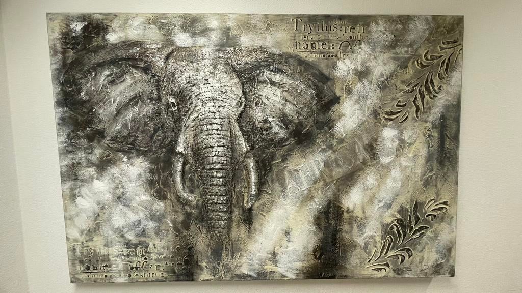 XXL Grey Giant 3D schilderij, 120 x 180cm handgeschilderd, Ophalen
