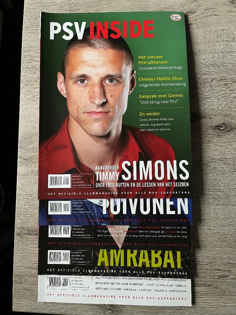 Jaargang 15/16 PSV Inside Aug 2008 - Juli 2009 5 stuks, Verzamelen, Sportartikelen en Voetbal, Ophalen of Verzenden, Zo goed als nieuw