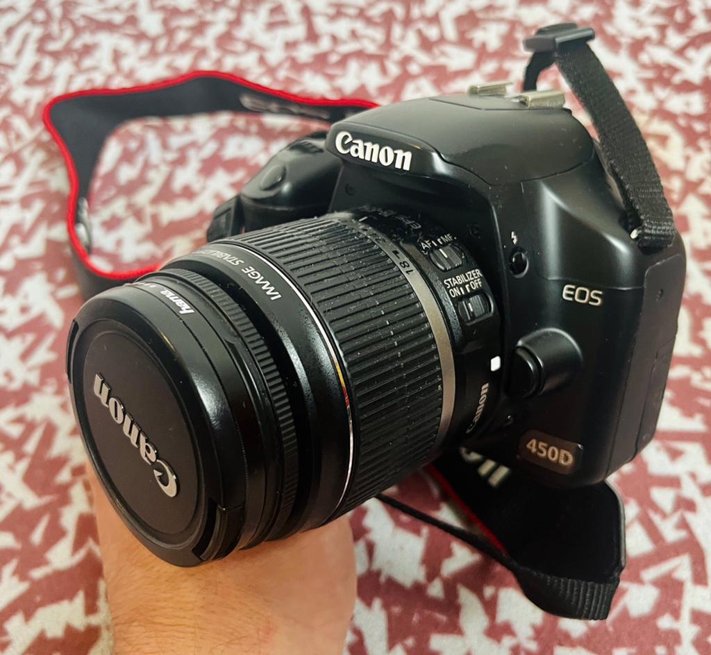 Canon EOS 450D Spiegelreflexcamera met 18-55mm lens, Ophalen, Gebruikt, Spiegelreflex, Canon