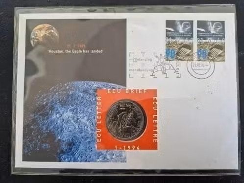 Nederland 1994 - ECU brief 1 - Maanlanding, Postzegels en Munten, Munten | Nederland, Ophalen of Verzenden, Koningin Beatrix, Euro's