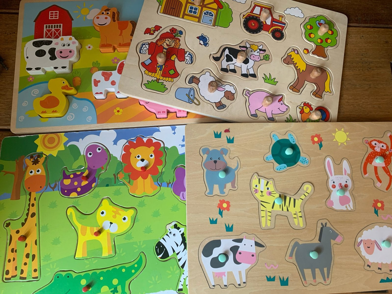 Houten puzzels voor kinderen - Boerderij en dierentuin, Ophalen, 2 tot 4 jaar, Gebruikt, Van hout
