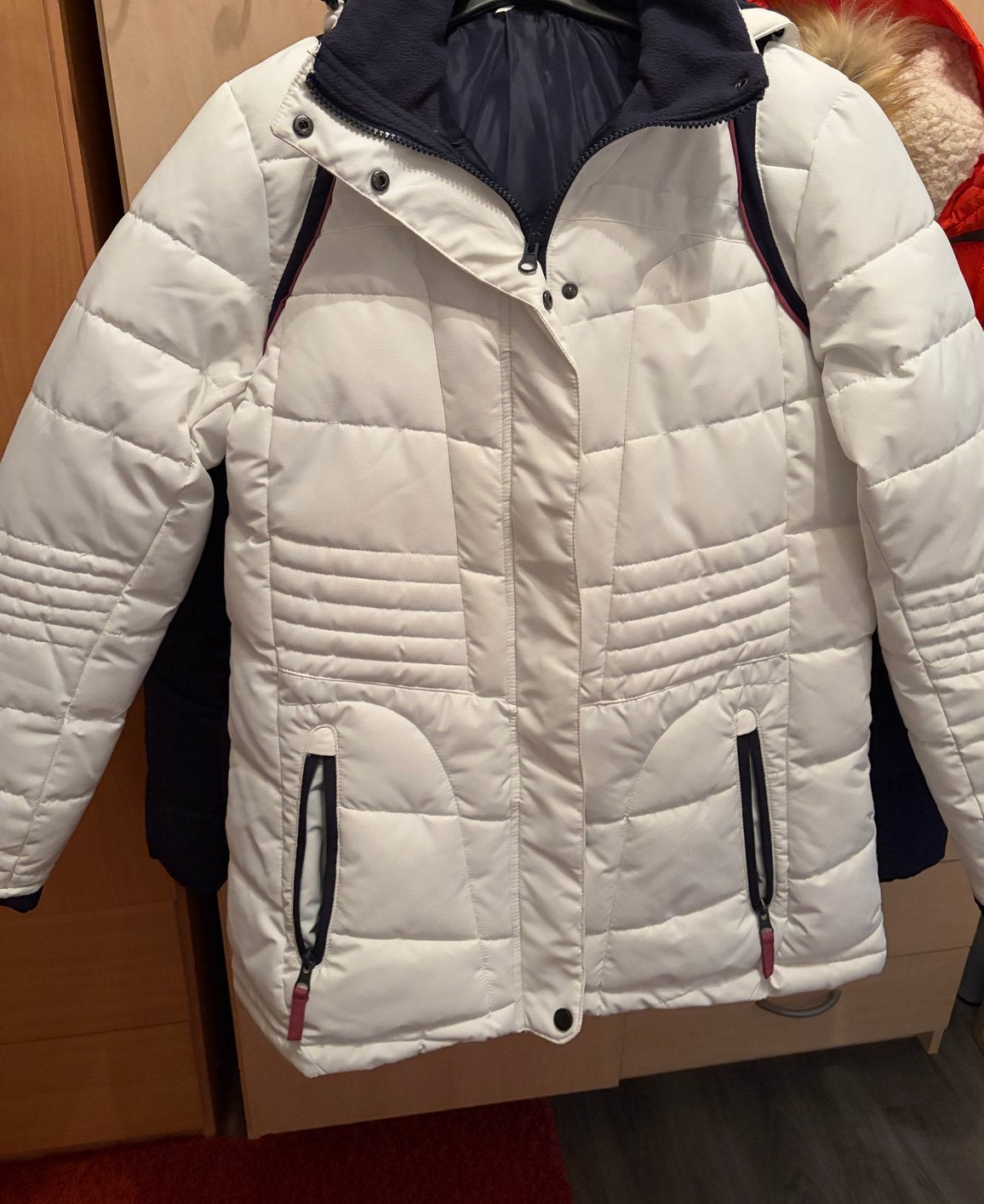 Witte winterjas met capuchon, Ophalen of Verzenden, Zo goed als nieuw, Wit