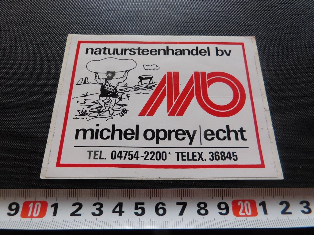 sticker Echt MICHEL OPREY natuursteenhandel bv 04754-2200, Ophalen of Verzenden, Zo goed als nieuw
