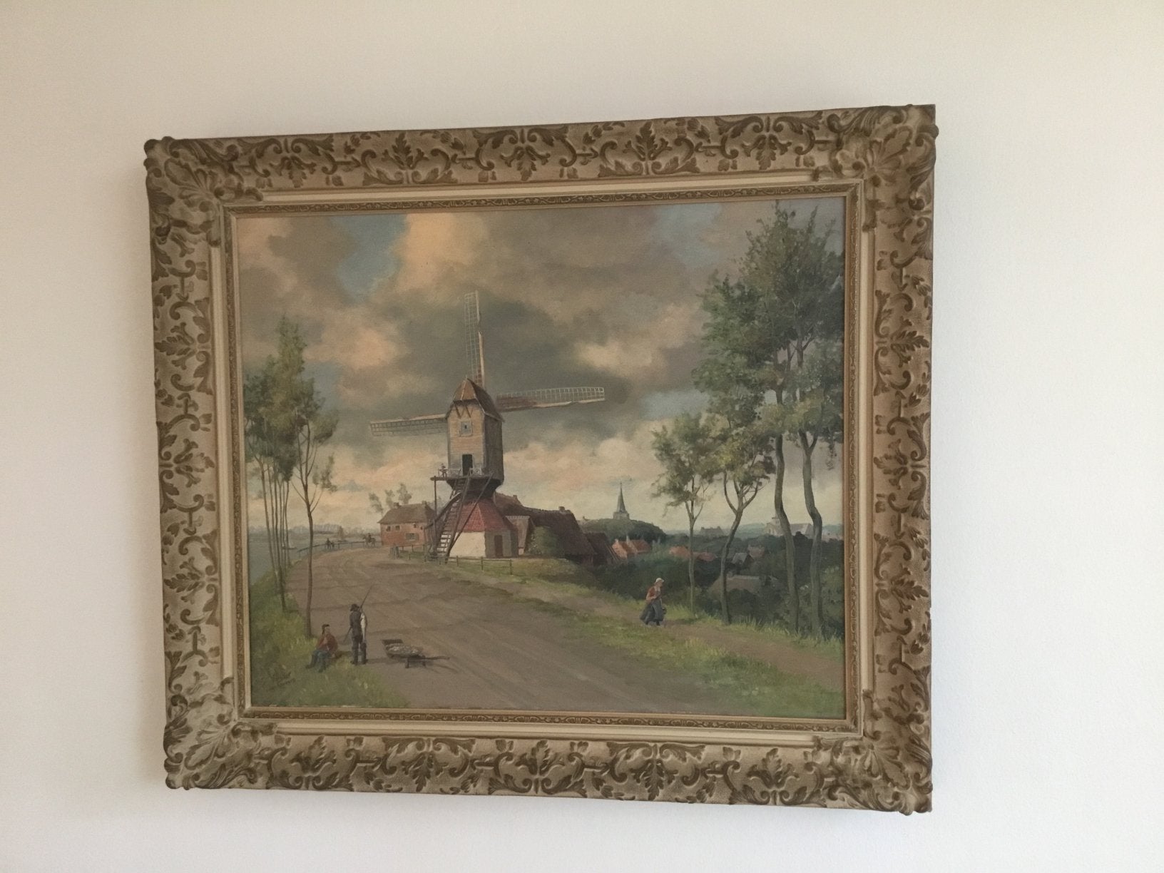 Sfeervol en klassiek olieverfschilderij, Antiek en Kunst, Kunst | Schilderijen | Klassiek, Ophalen of Verzenden