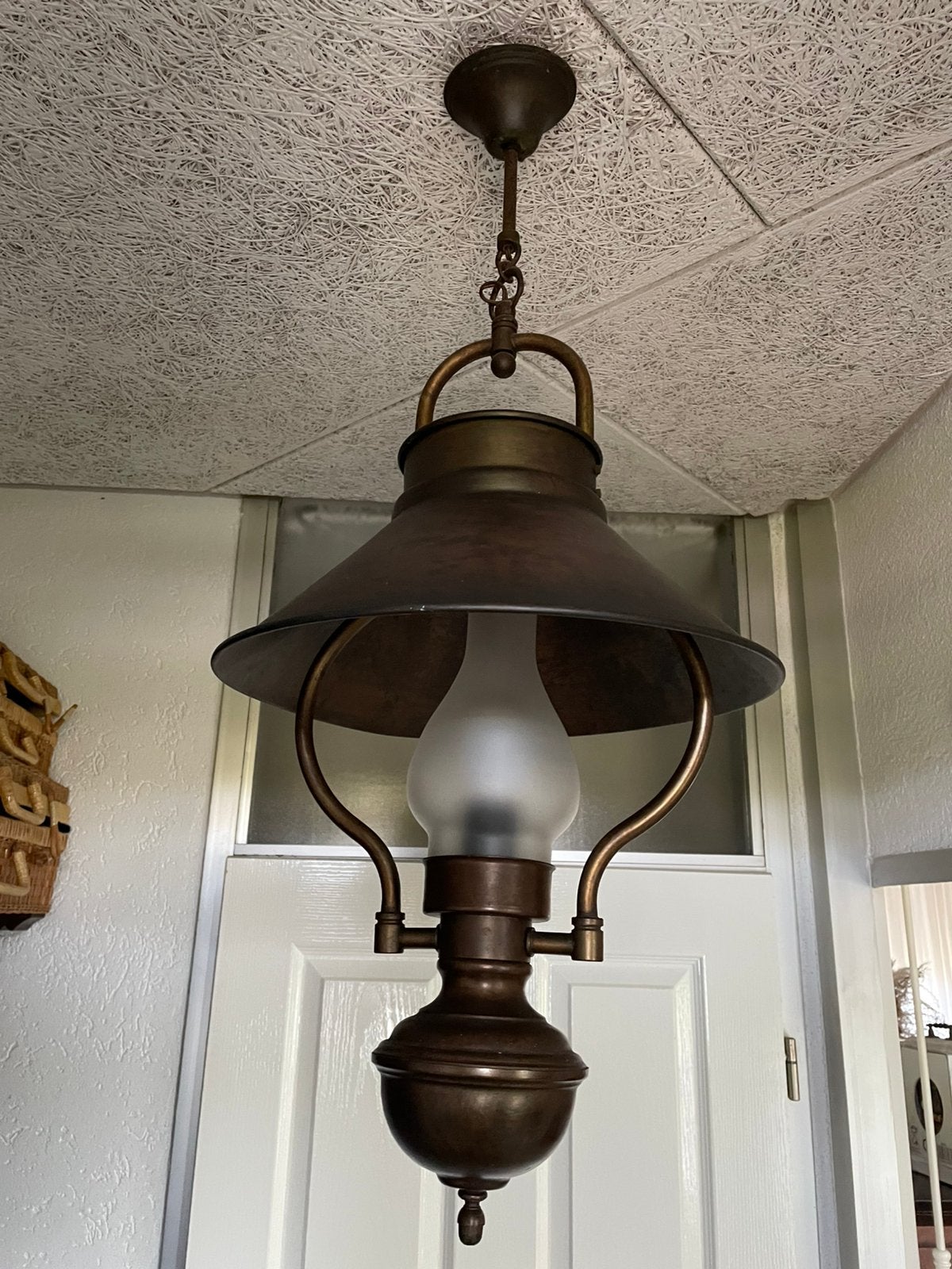 Vintage bronzen hanglamp, Ophalen of Verzenden, Zo goed als nieuw