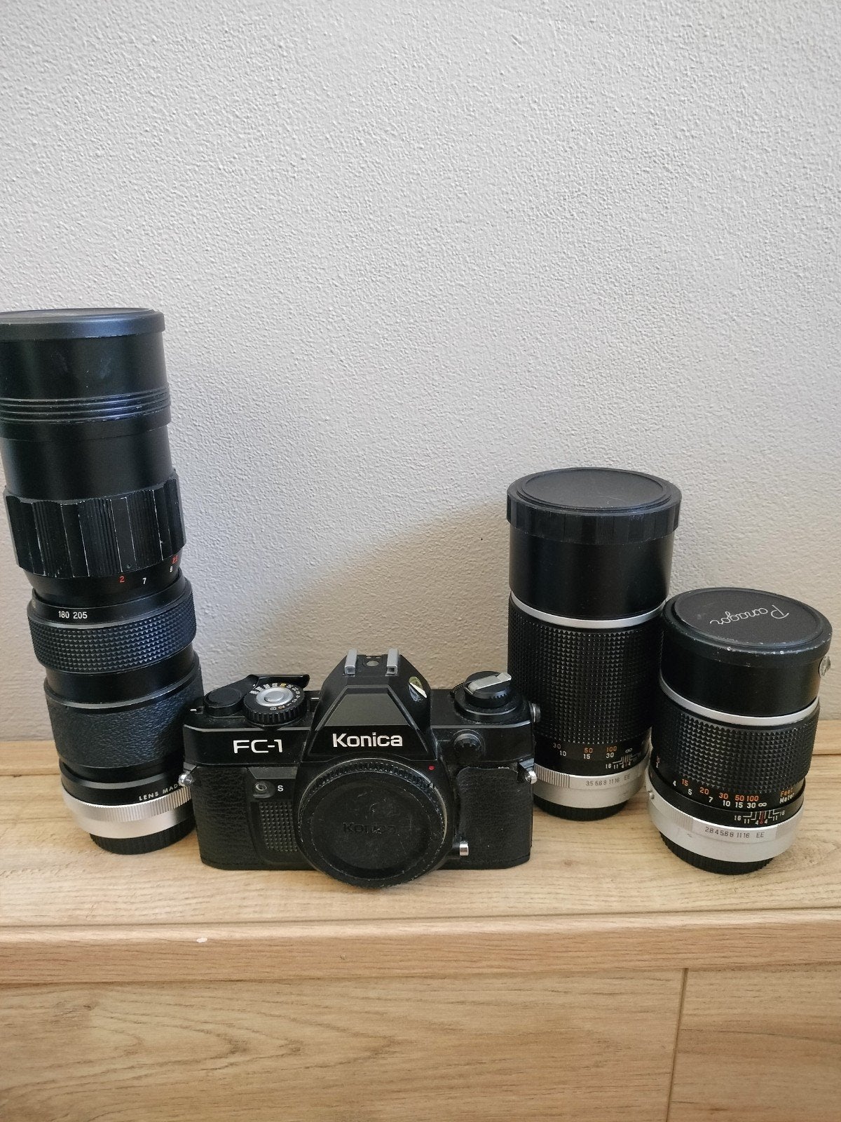 Konica FC-1 Spiegelreflexcamera met 3 Panagor lenzen, Ophalen of Verzenden, Gebruikt, Spiegelreflex, Konica