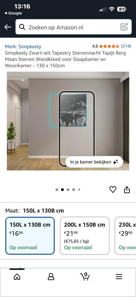 Simpkeely Zwart-wit Tapijt Berg Maan Sterren Wandkleed, Zwart, Nieuw, Ophalen of Verzenden, Modern