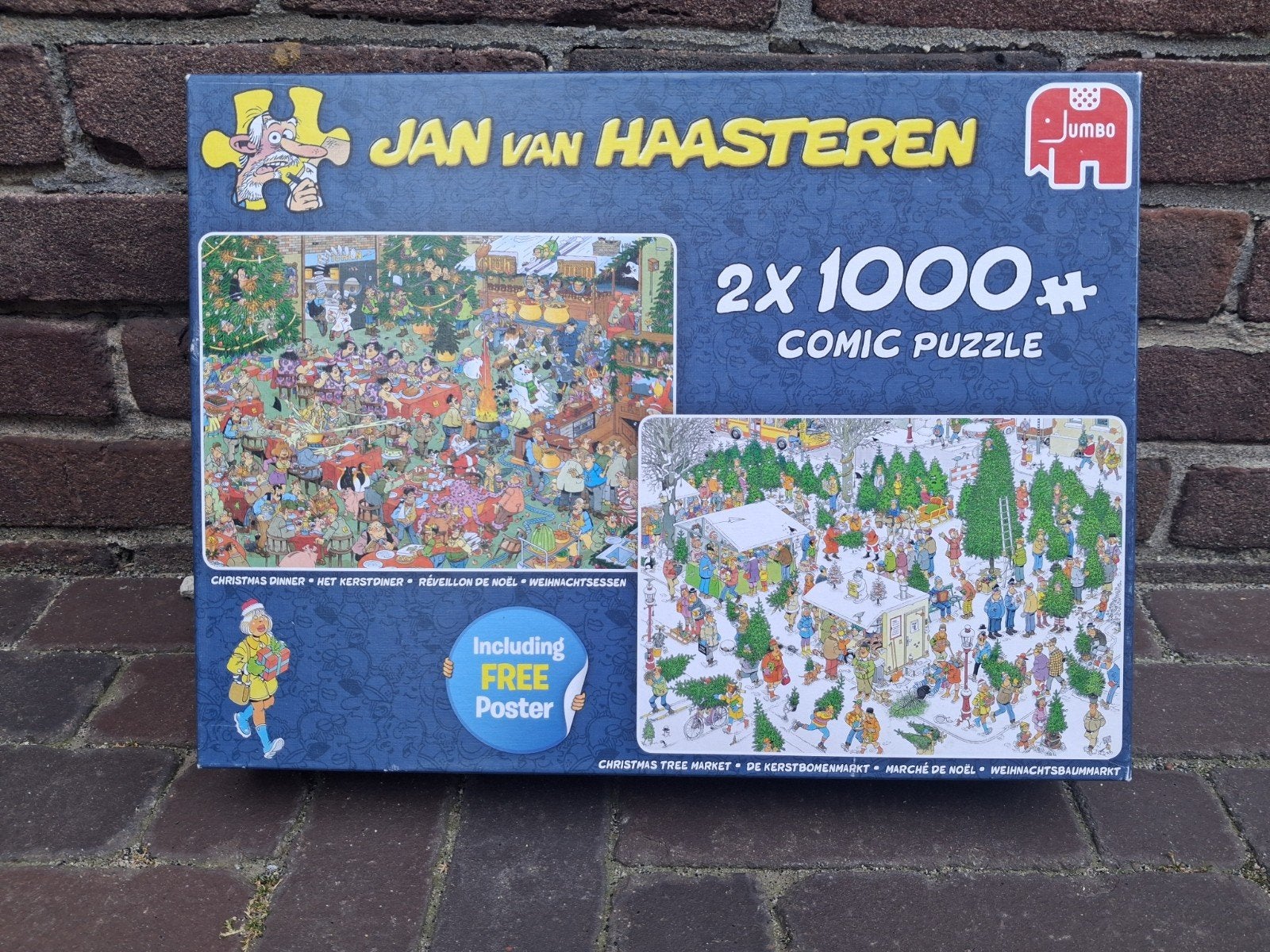 Jan van Haasteren Kerstpuzzel 2x1000 stukjes, Ophalen, Zo goed als nieuw