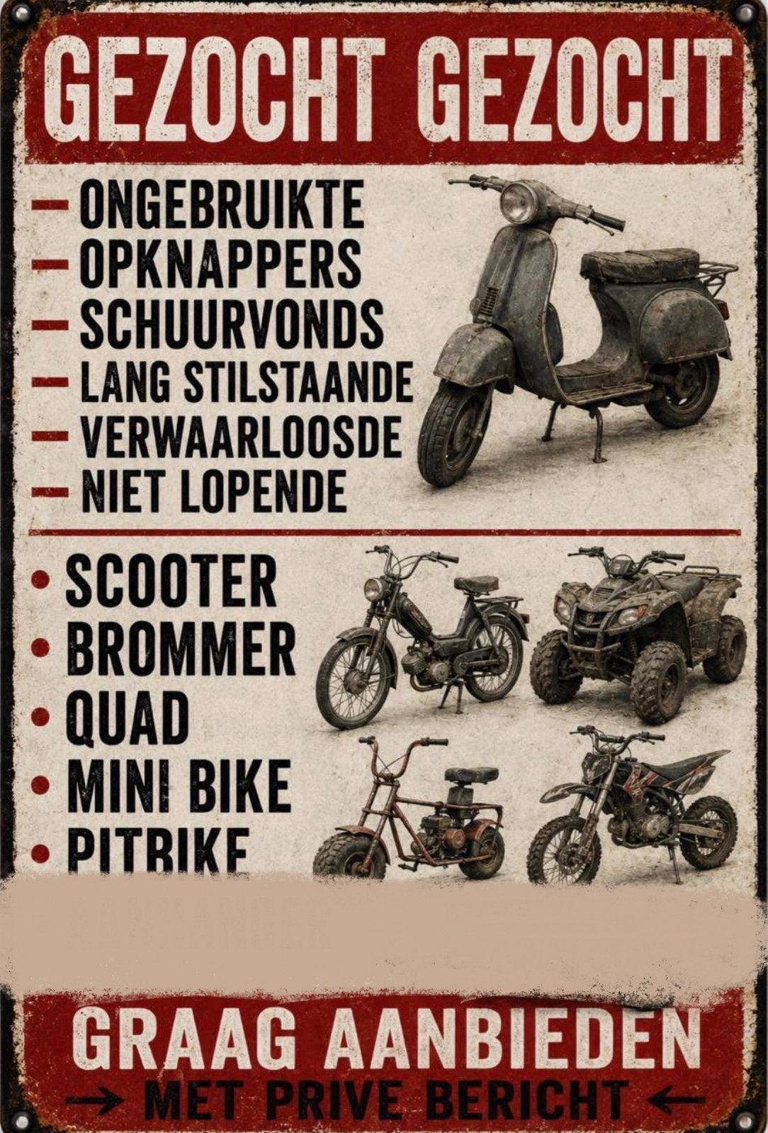 GEZOCHT!, Ophalen, Gebruikt, Reclamebord