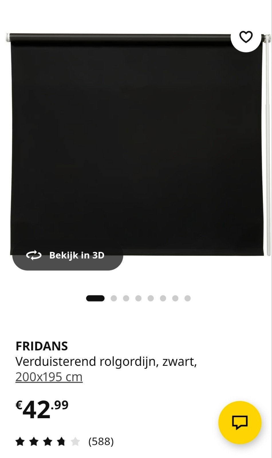 FRIDANS Verduisterend rolgordijn, zwart, 200x195 cm, Ophalen, Verduisterend, Zwart, Nieuw