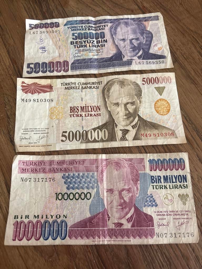 Oude Turkse Lira biljetten, Postzegels en Munten, Bankbiljetten | Europa | Niet-Eurobiljetten, Ophalen of Verzenden, Overige landen