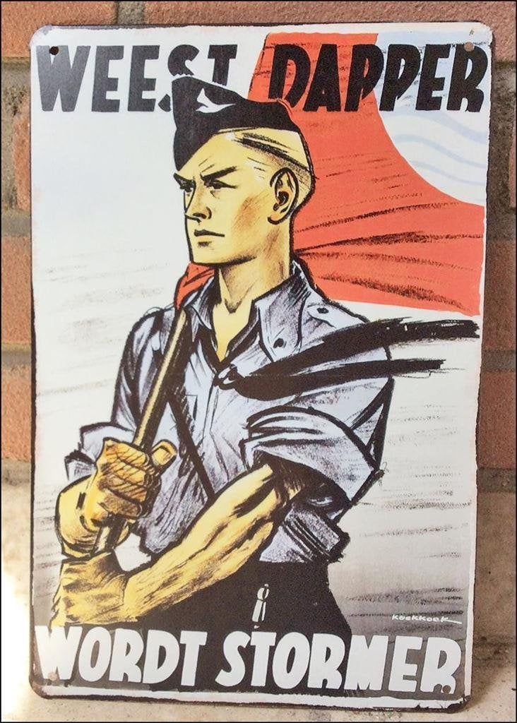 Metalen WA NSB Propaganda Bord Plaat jeugdstorm, Verzamelen, Verzenden, Overige soorten, Nederland, Foto of Poster