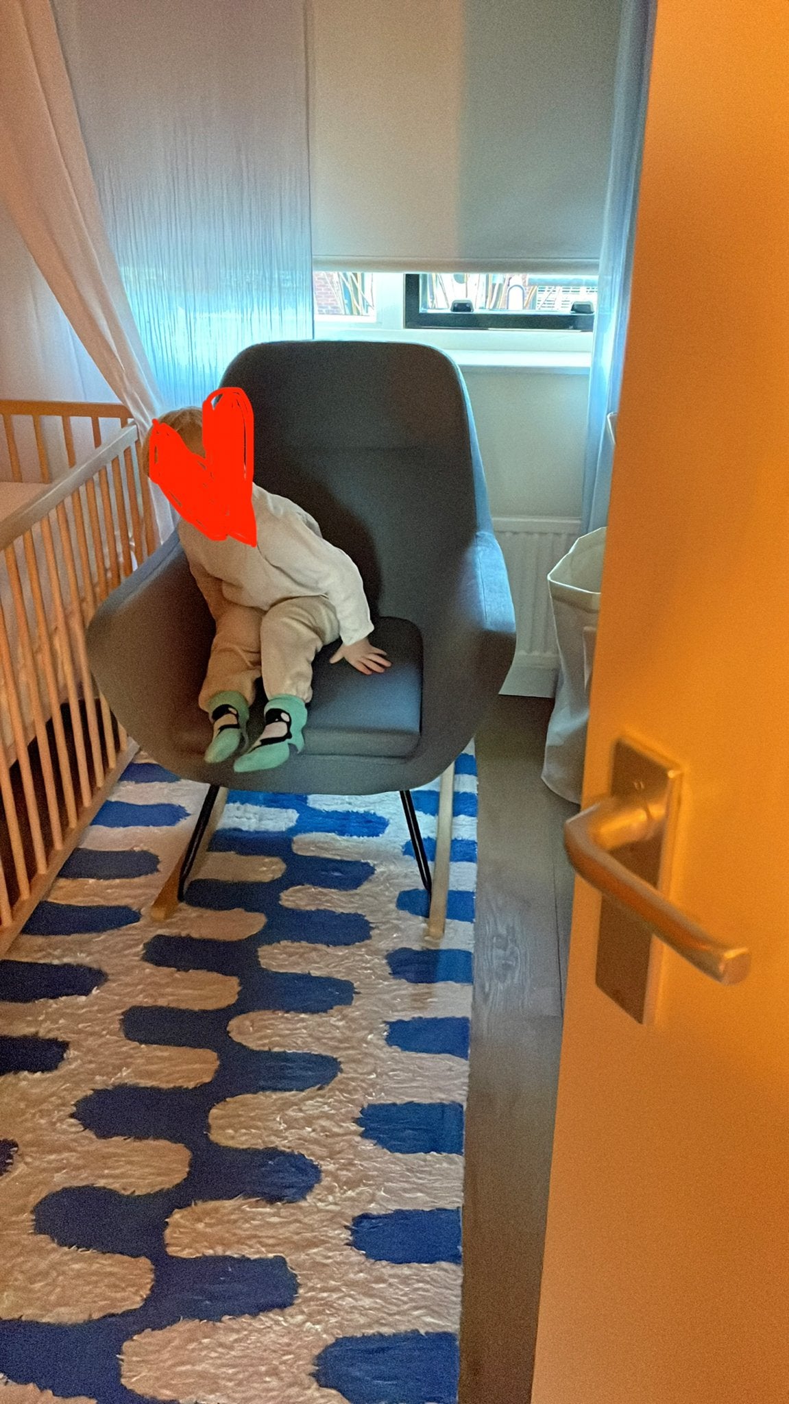 Jysk schommelstoel - Zo goed als nieuw, ideaal voor babytijd, Ophalen, Blauw, Zo goed als nieuw, Eén