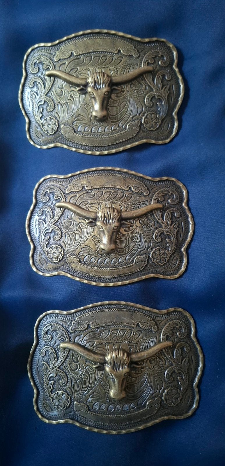 3x Prachtige Western Riemgespen – Massief Messing Stierenkop, Ophalen of Verzenden, Nieuw, Overige kleuren, Losse buckle of gesp
