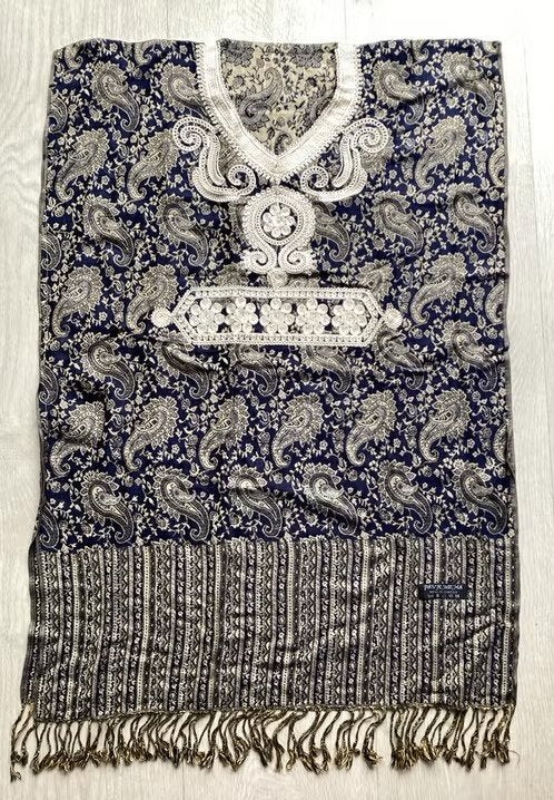 Prachtige Indiase Tuniek met Paisley Patroon en Borduursel, Ophalen of Verzenden, Zo goed als nieuw, Blauw, Overige typen
