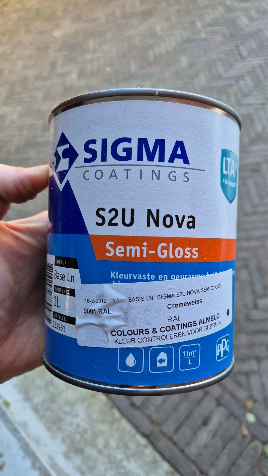 Sigma S2U Nova Semi-Gloss Lakverf 1L Cremewit, Ophalen, Wit, Nieuw, Lak