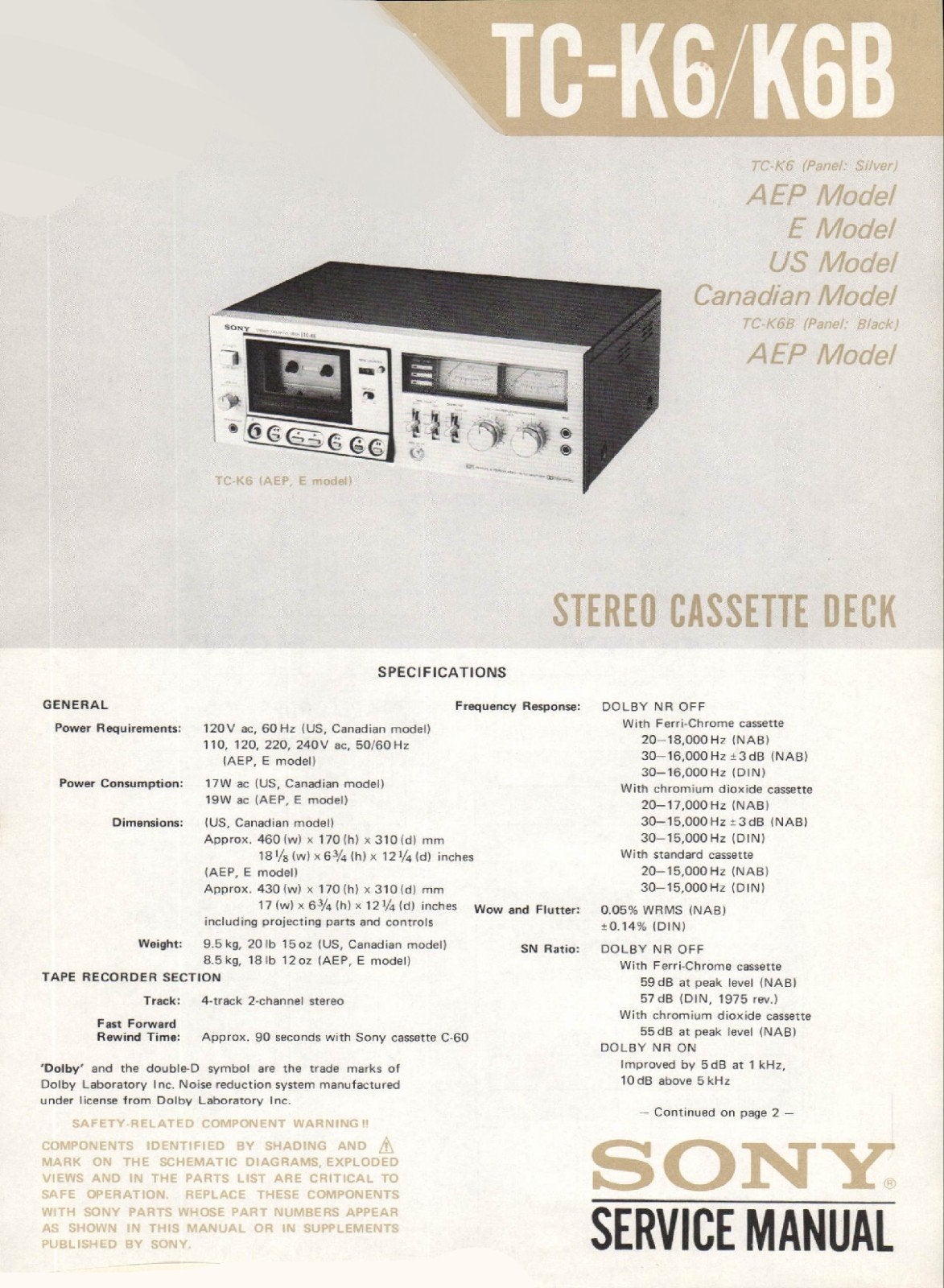 SONY TC-K6, TC-K6B GEZOCHT. Lees beschrijving a.u.b., Ophalen of Verzenden, Sony