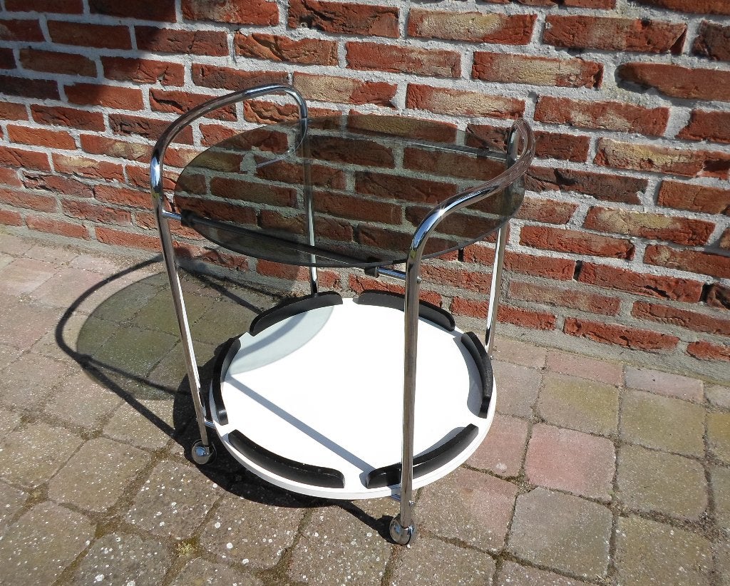 Vintage Design Serveer Trolley Rond, 45 tot 60 cm, Minder dan 55 cm, Metaal of Aluminium, Rond