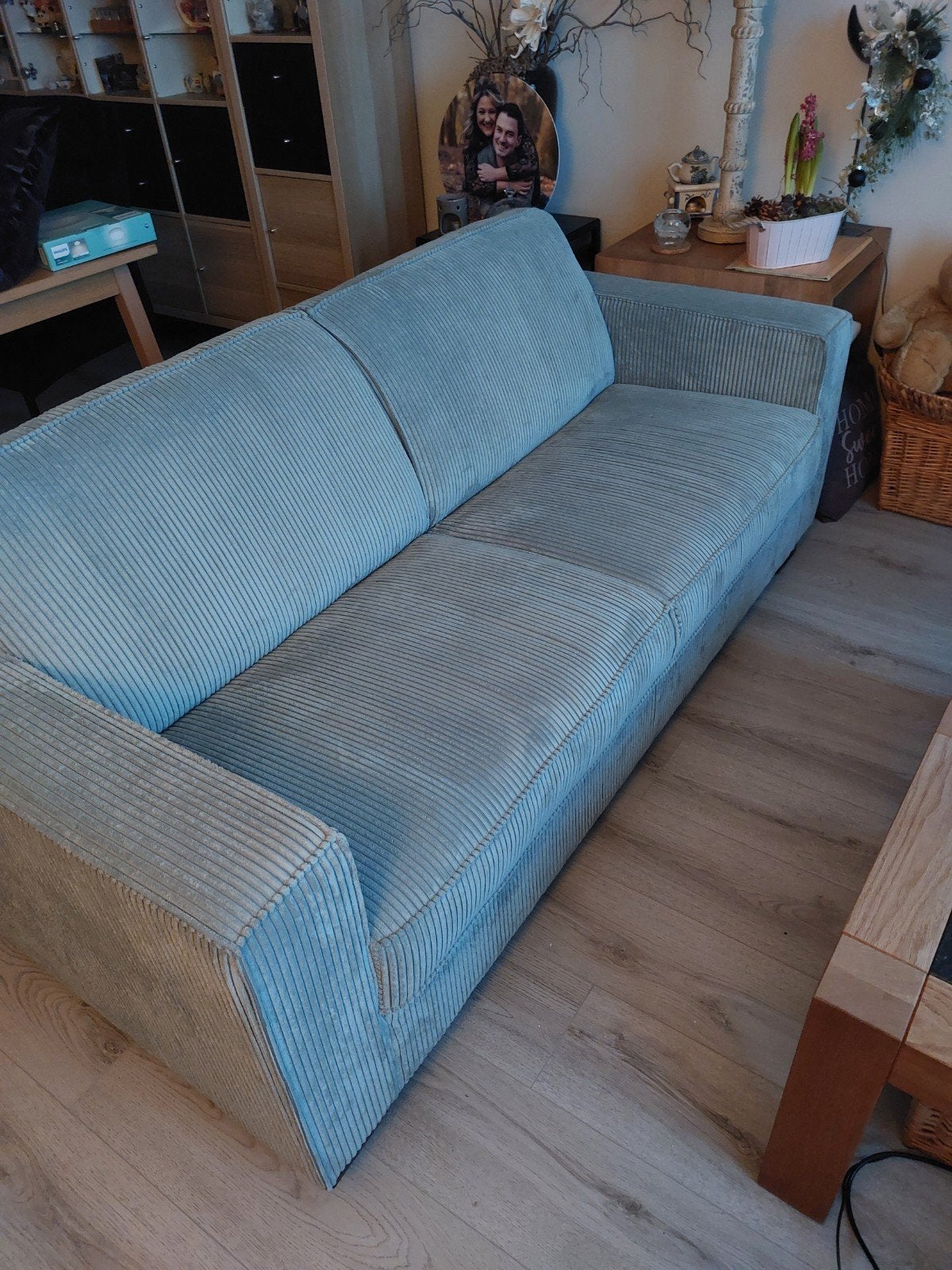 zgan twee en half zits ice blauwe bank., Huis en Inrichting, Ophalen, Overige maten, 150 tot 200 cm, 75 tot 100 cm