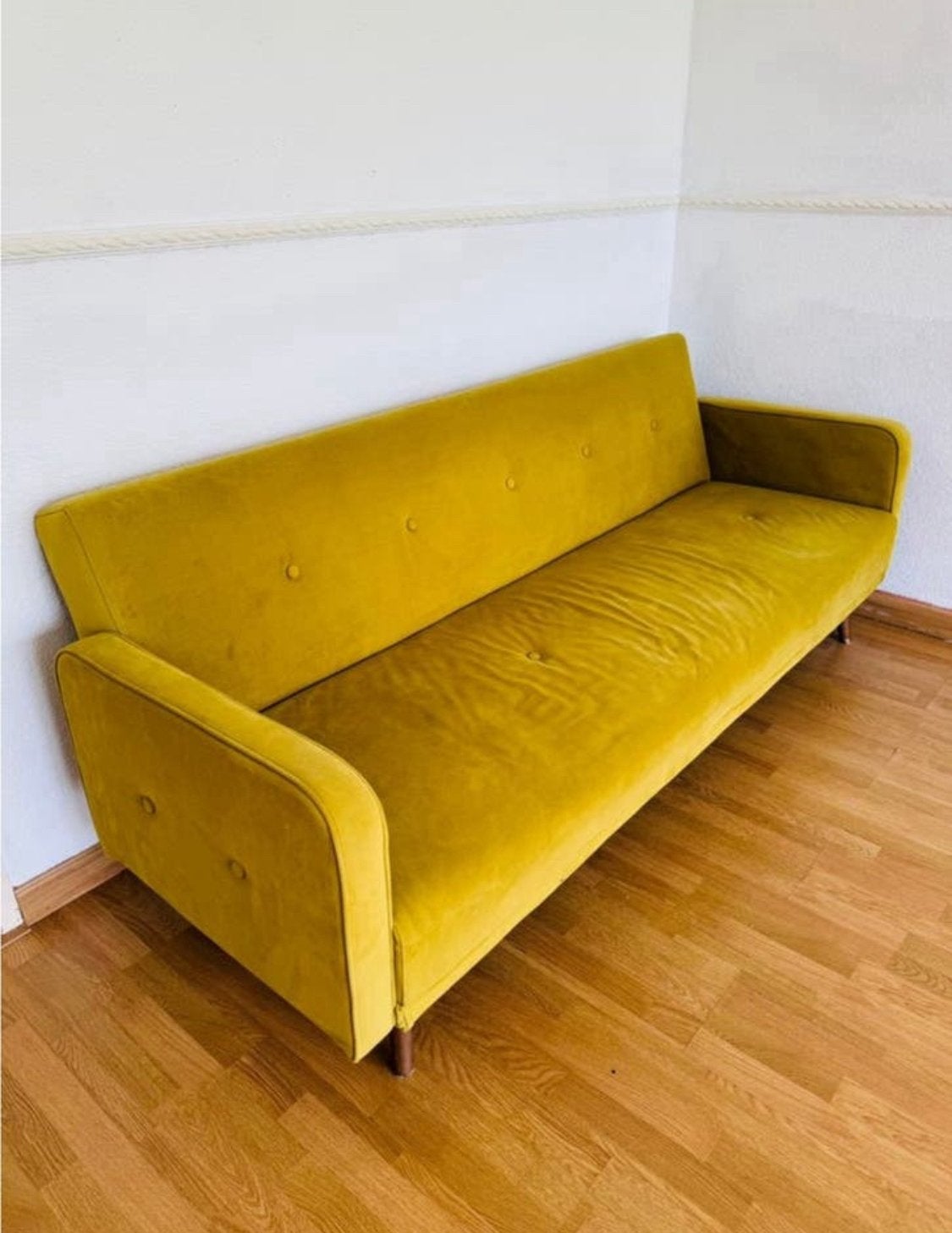 Mooie gele ikea slaapbank, Huis en Inrichting, Ophalen of Verzenden, Zo goed als nieuw, Tweepersoons, 140 cm