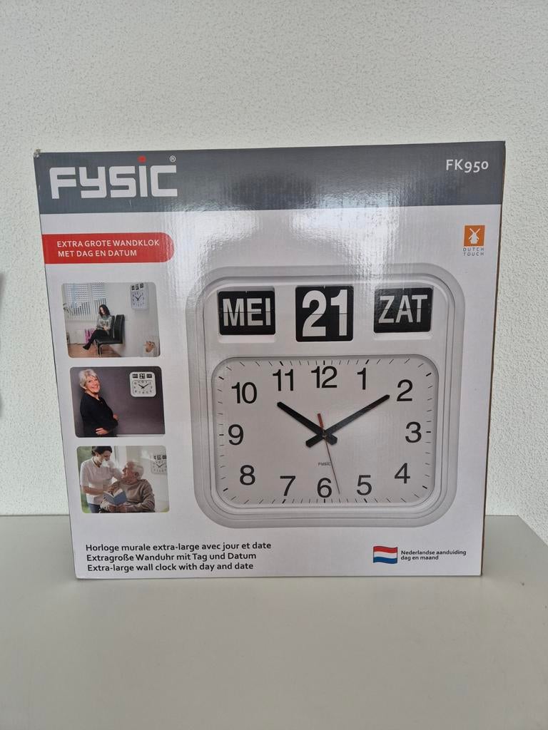 FYSIC FK950 Extra Grote Wandklok met Dag en Datum, Ophalen, Nieuw, Analoog, Wandklok
