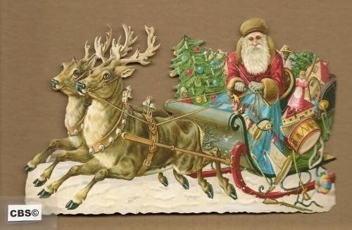 Rendierslee met kerstman poezieplaatjes 5022, Verzamelen, Ophalen of Verzenden