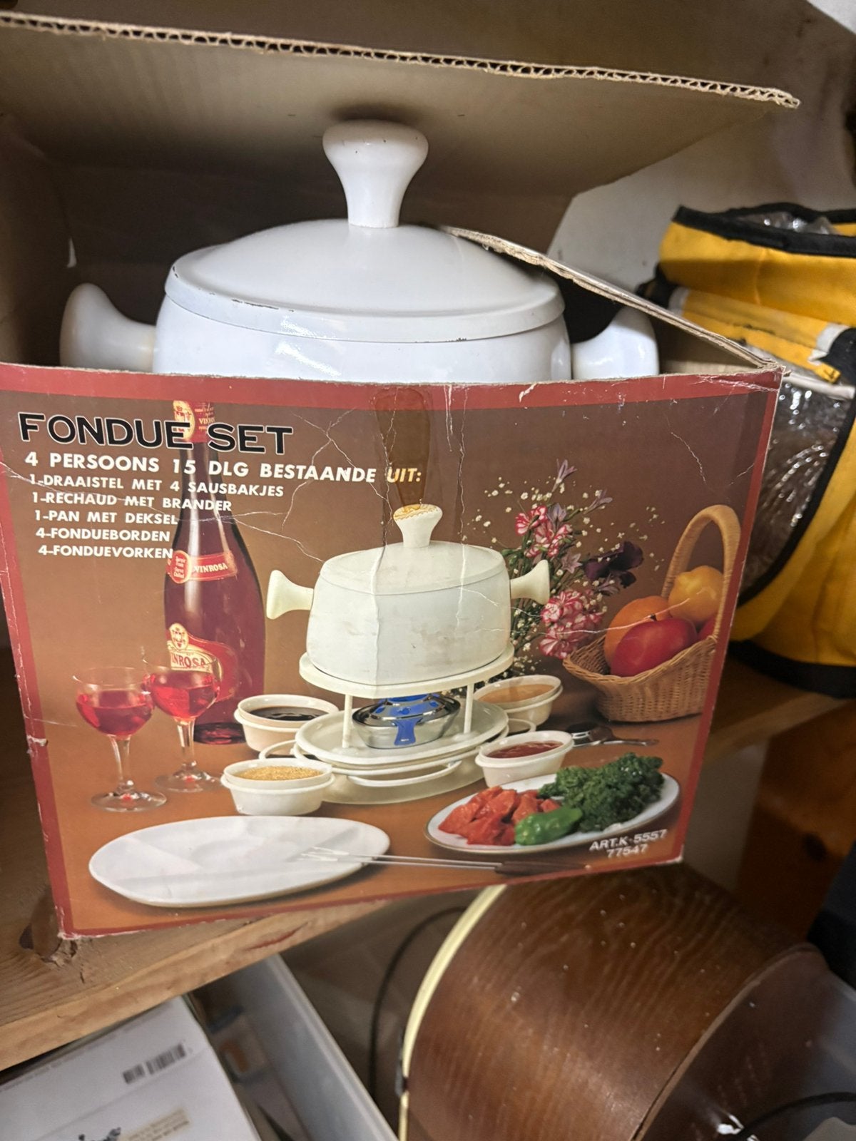 Vintage Fondue Set - 4 Personen - Compleet in Doos, Witgoed en Apparatuur, Fonduesets, Ophalen of Verzenden, Nieuw, Brander, Fondueset