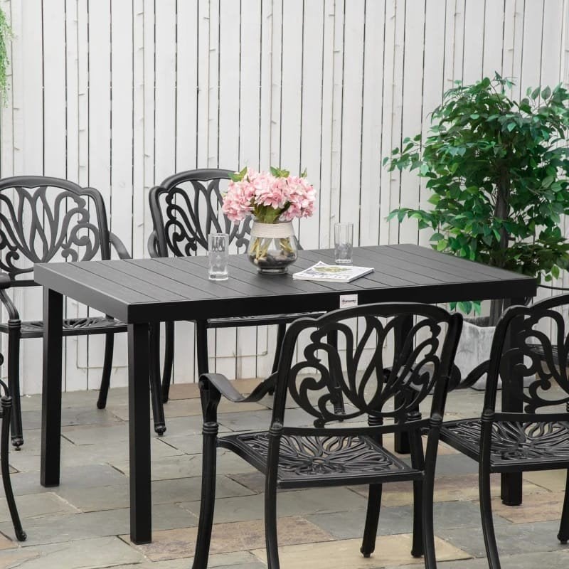 Moderne rechthoekige tuintafel van aluminium en hout, Ophalen of Verzenden, Nieuw, Rechthoekig, Aluminium