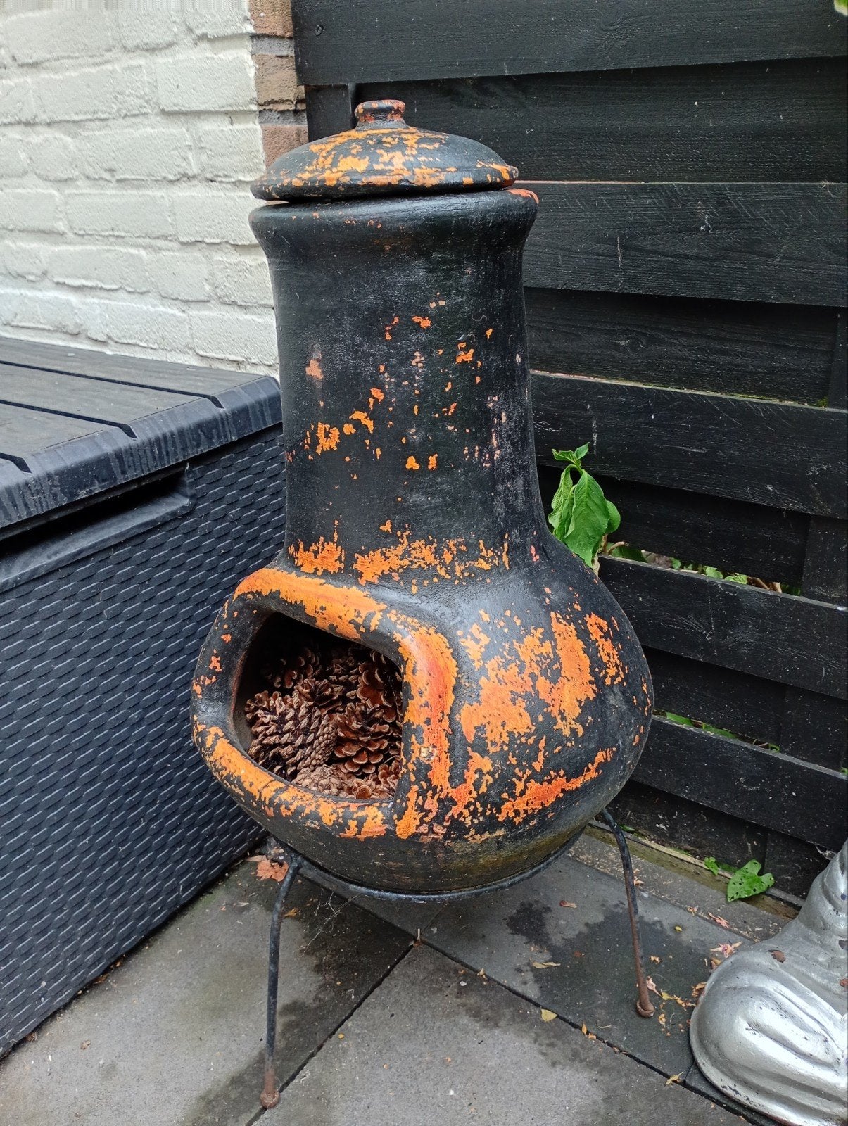 Terracotta vuurkolf, Tuin en Terras, Bloembakken en Plantenbakken, Ophalen, Steen, Gebruikt, Minder dan 60 cm