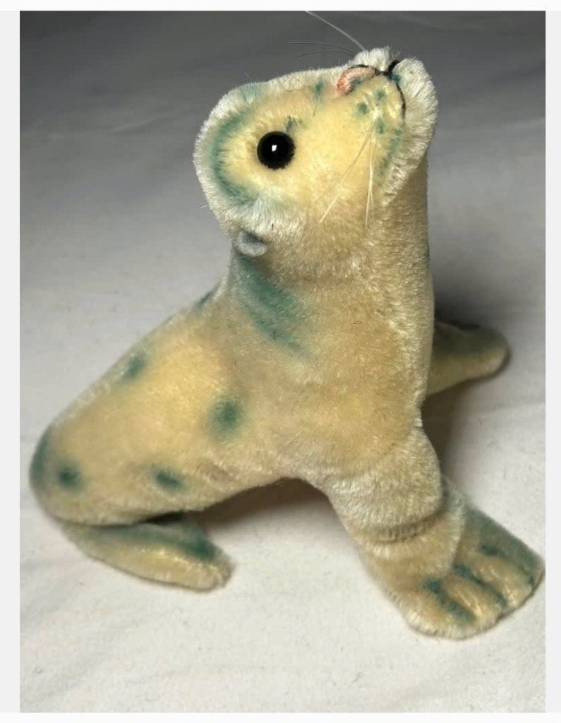 Vintage Robby Mohair Zeehond, jaren ‘50-‘60 knop aanwezig, Ophalen of Verzenden