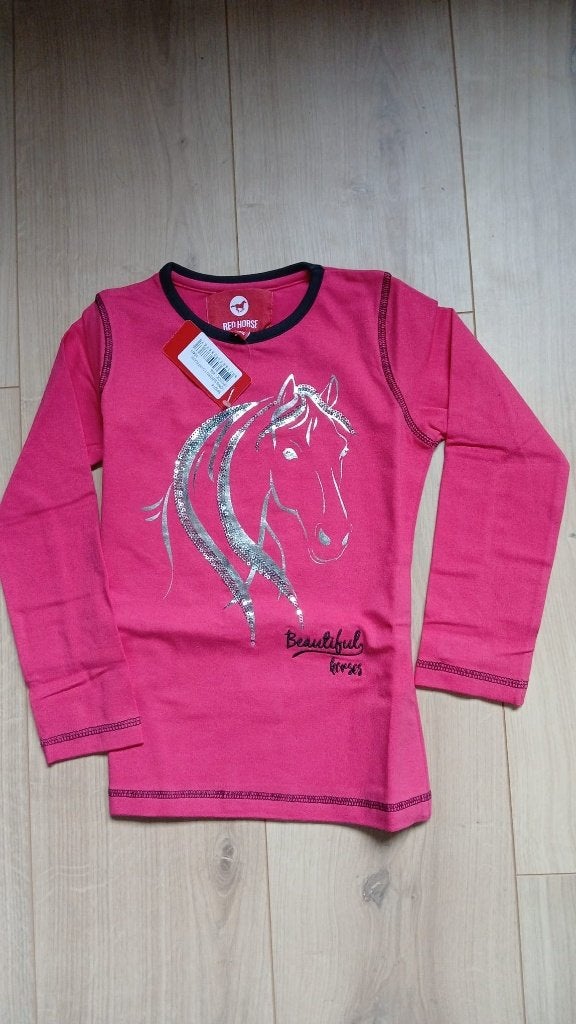 Lipstick fuchsia Red Horse Flash shirt maat 104 en 116, Dieren en Toebehoren, Paardrijkleding, Sierdetails, Kinderen, Dressuur