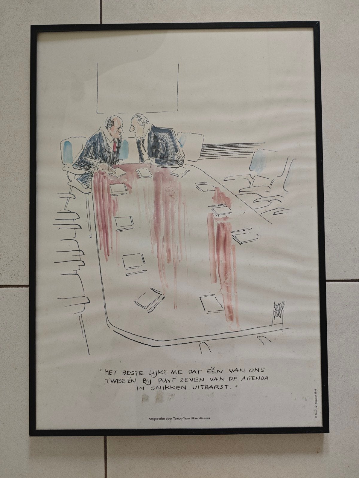 Peter van Straaten - Het beste lijkt me..., Ophalen, Tekening, Gemengde techniek, Ingelijst