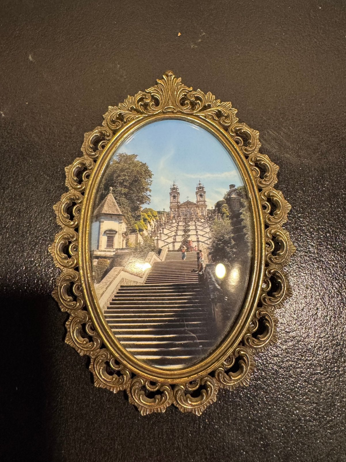 Sierlijke vintage ovale fotolijst – Messing/Metaal, Ophalen of Verzenden, Zo goed als nieuw, Glas, Fotolijst