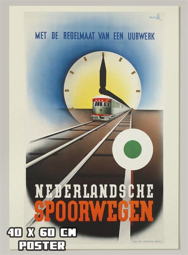 [Grote Poster] Trein Nederlandsche Spoorwegen Affiche, Verzenden, Nieuw, Tram, Overige typen