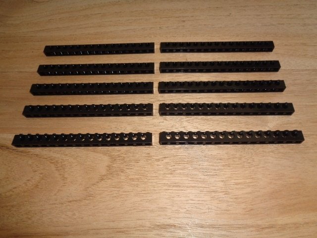 Partij J561=10x Lego technic balken 1x16 zwart Nieuw, Lego, Lego, Nieuw, Ophalen of Verzenden