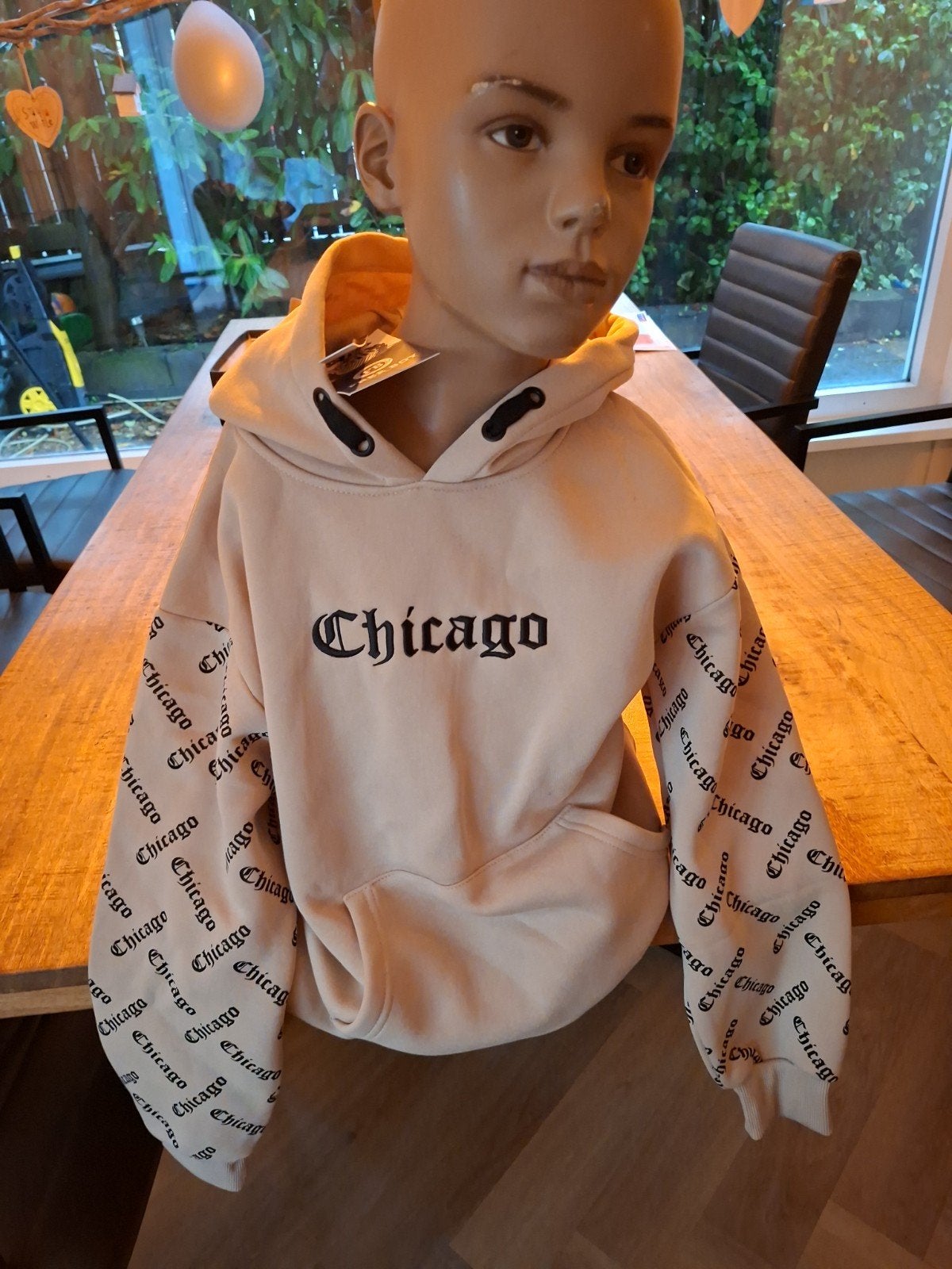 Nieuwe Chicago hoodie voor kinderen - Beige maat152, Ophalen of Verzenden, Nieuw, Free Boy, Jongen of Meisje