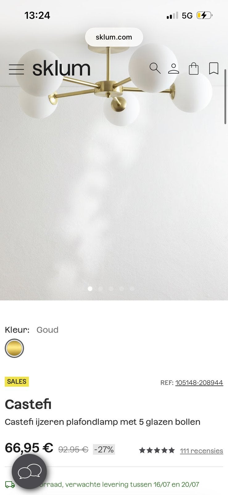 4 nieuwe plafond lampen sklum, Ophalen, Nieuw
